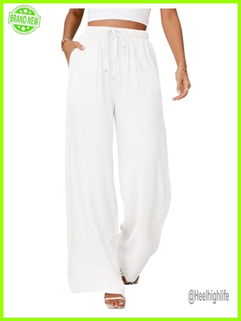 High Waisted Wide Leg Palazzo Pants with Pockets Drawstring
